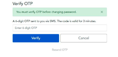 SSO Change Password OTP